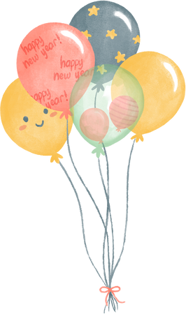 Watercolor New Year Balloons