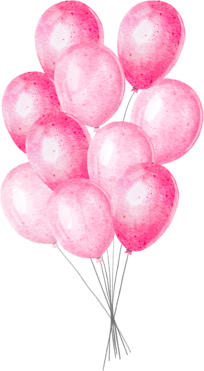 Watercolor pink air balloons. Baby  illustration